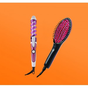 فرشاة سيراميك لتمليس الشعر , مكواه كيرلي